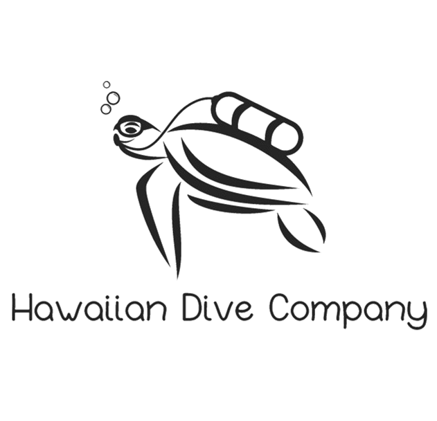 The Hawaiian Dive Company Logo of a turtle scuba diving